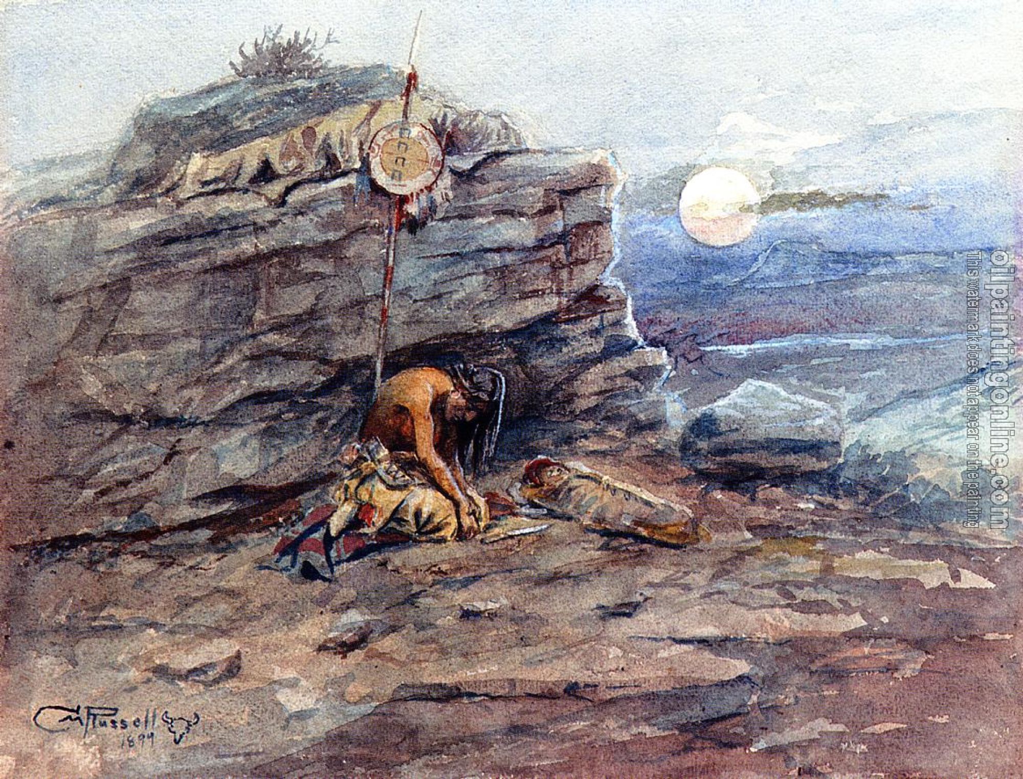 Charles Marion Russell - Mourning Her Warrior Dead